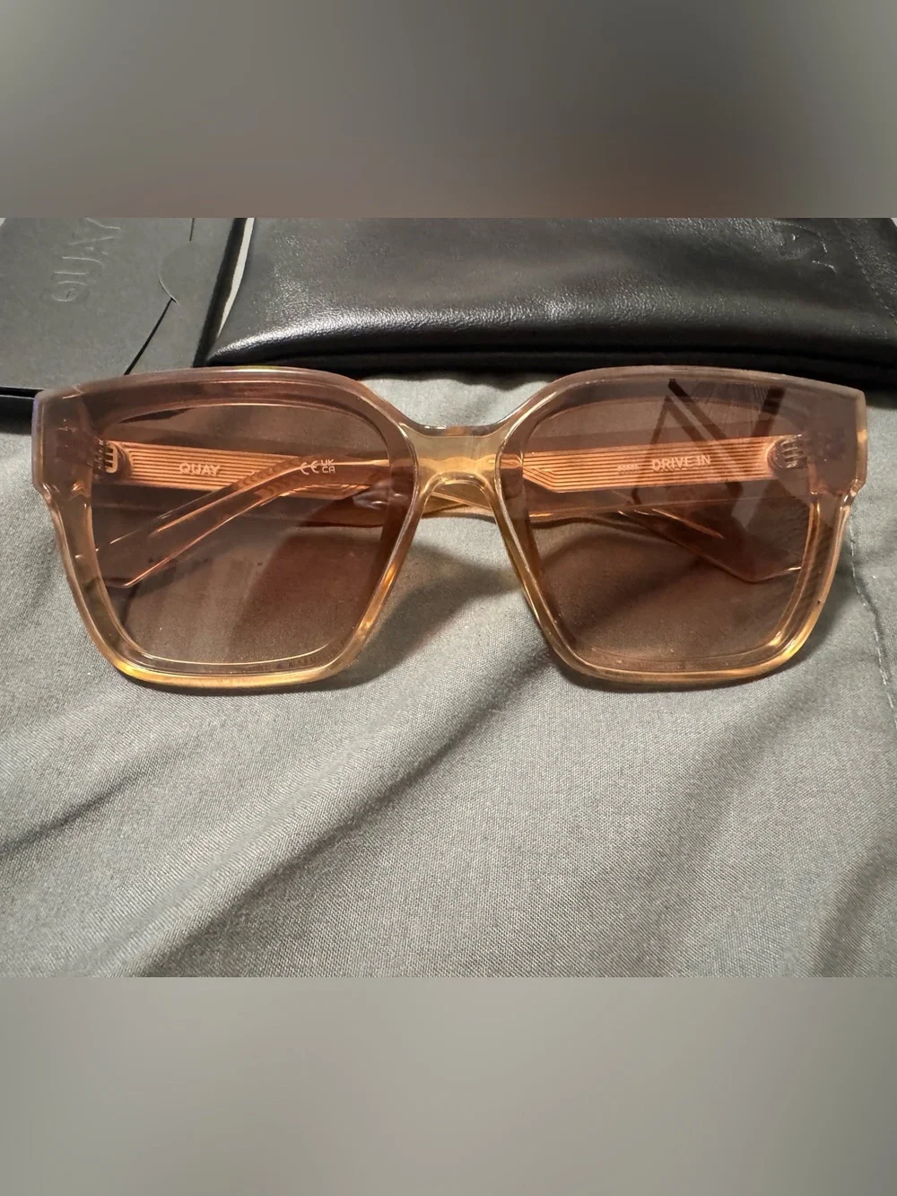 NWT QUAY DRIVE Women's Square Frame Sunglasses in OAT frames Sepia lens